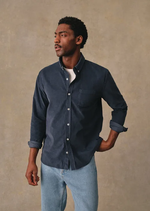 Chemise Charlie Velours - Bleu Pétrole