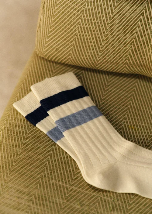 Chaussettes Loris - Écru / Marine / Bleu Acier — image 3