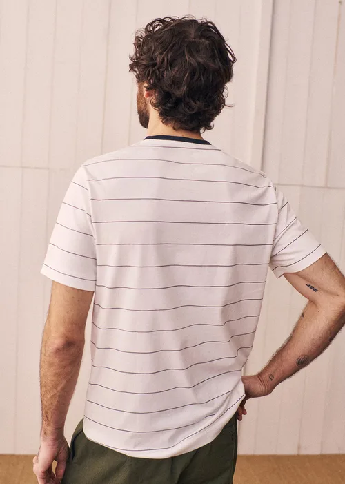 T-Shirt Samy - Blanc Rayures Fines Noires — image 3