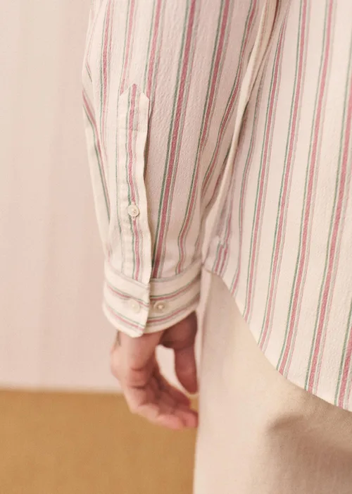 Chemise Charlie Seersucker - Blanc Rayures Rose / Vert — image 3