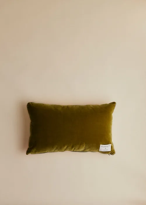 Coussin vintage velours vert - Petit modèle - Imprimé Rosiers — image 3
