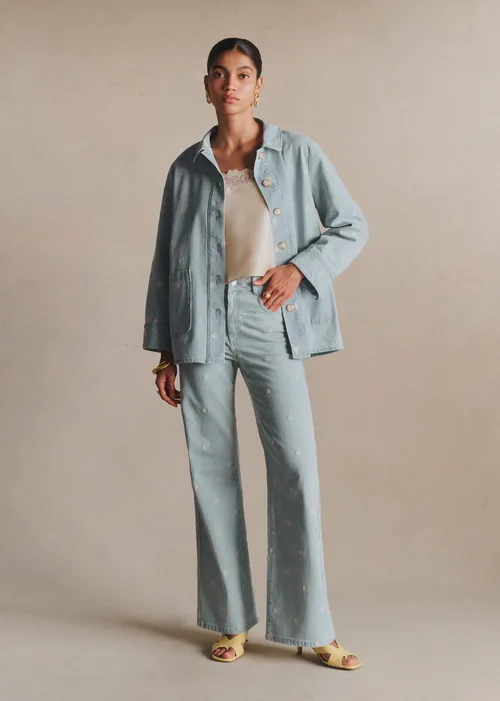 Veste Gabin - Broderie Écru Fond Bleach — image 4