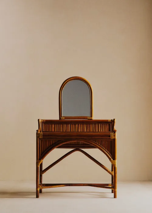 Coiffeuse vintage en bambou - Bambou et Rotin Foncé