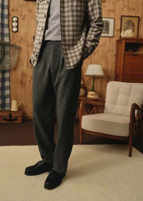 Pantalon Dusk Élastiqué - Chevrons Gris — image 4