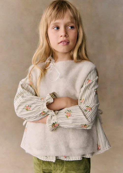 Blouse Adèle - Rayures Broderies Fleurs