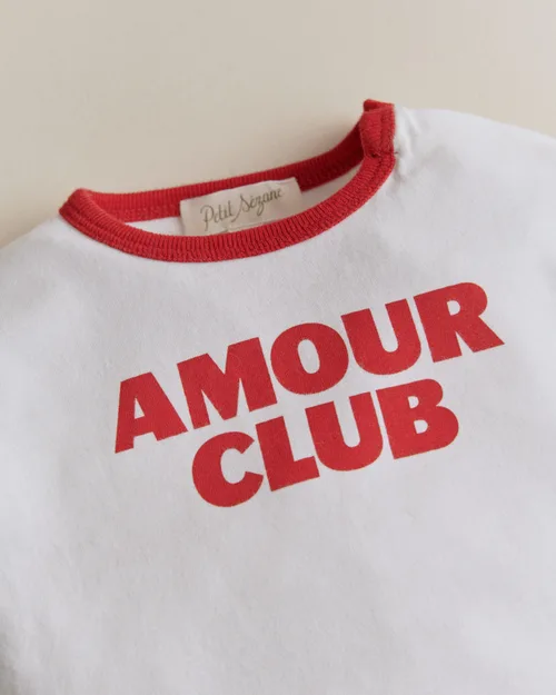 T-Shirt Amour club - Ecru / Rouge — image 3