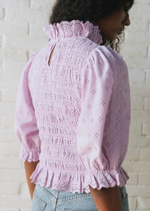 Blouse Neal - Sézane x SEA NY - Broderie Unie Lilas — image 3