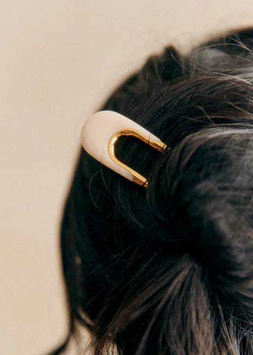 Épingle à cheveux Gladys - Ecru Doré — image 3