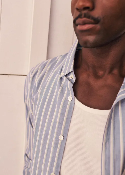 Chemise Charlie - Bleu Rayures Vert / Blanc — image 6