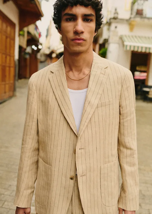 Veste Kale - Beige Rayures Fines Marron — image 3
