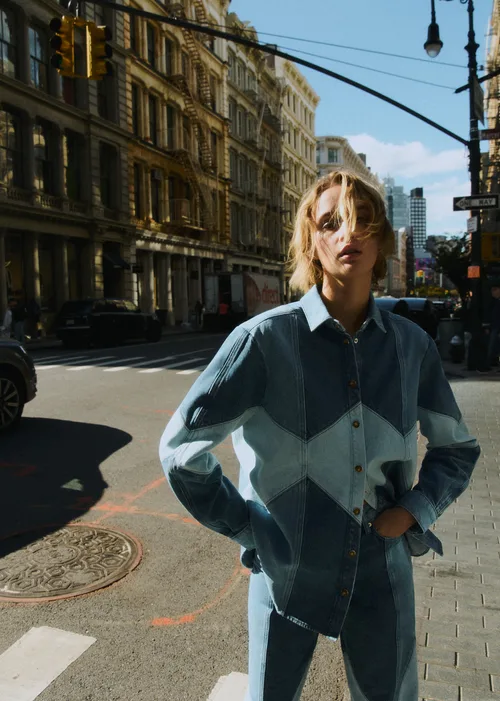 Chemise Marzia - Patchwork Denim Bleu Clair — image 4