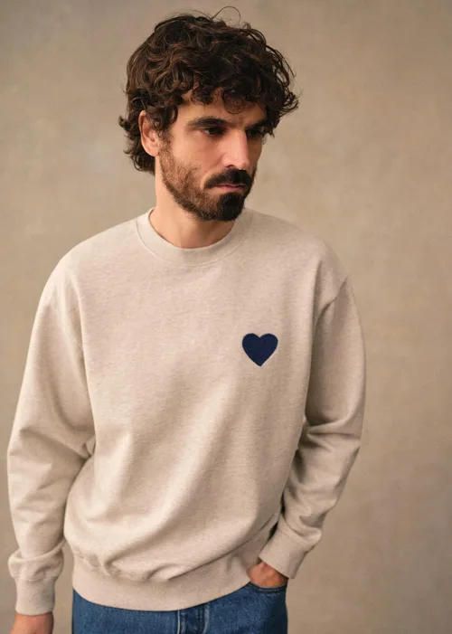 Sweatshirt Coeur Chaînette - Gris Chiné — image 5