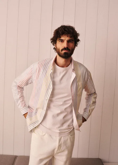 Chemise Charlie Oxford - Blanc Rayures Multicolores — image 6