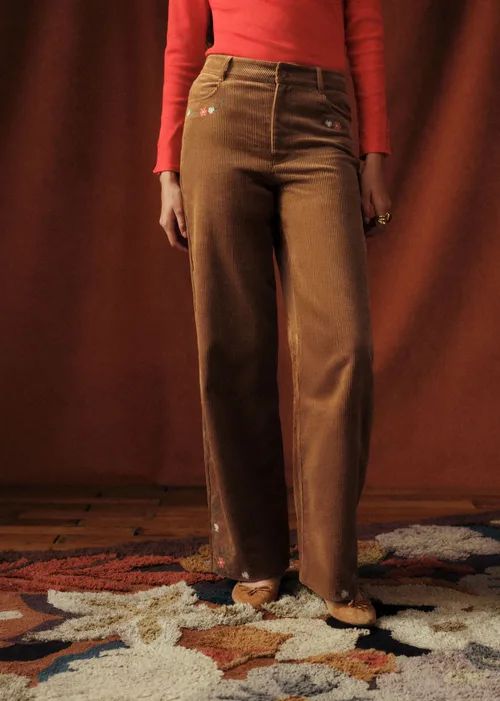 Pantalon Le Wide Leg - Sézane x Baziszt - Jardin Fond Beige — image 4