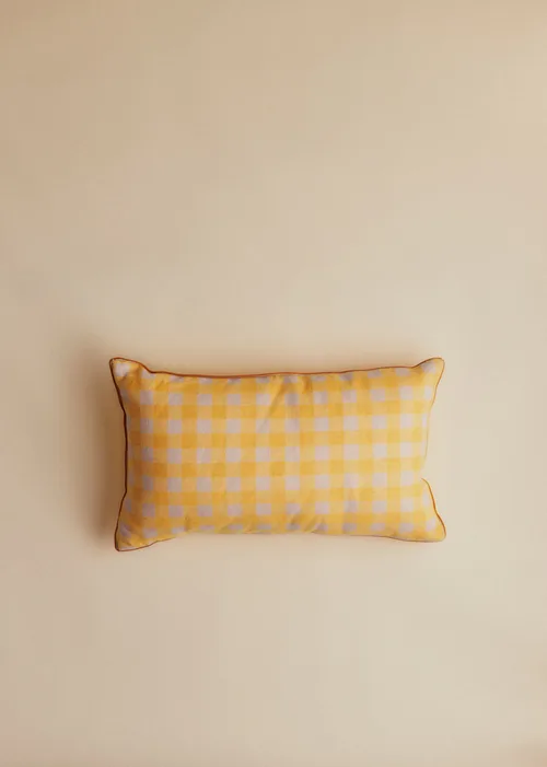 Coussin Tissé Vichy - Petit modèle - Jaune