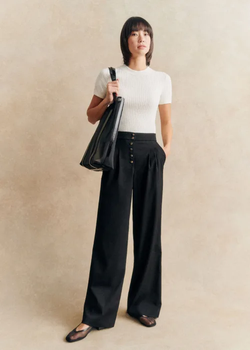 Pantalon Cesar - Noir Boutons Corne — image 3