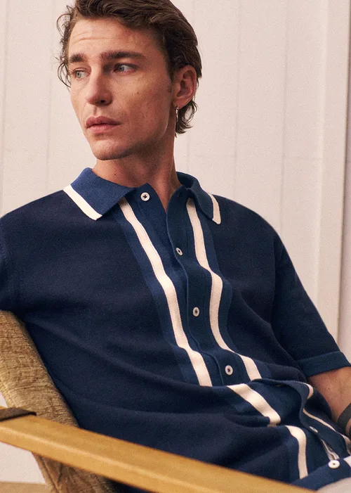 Chemise Maille Mateo - Marine / Ecru — image 3