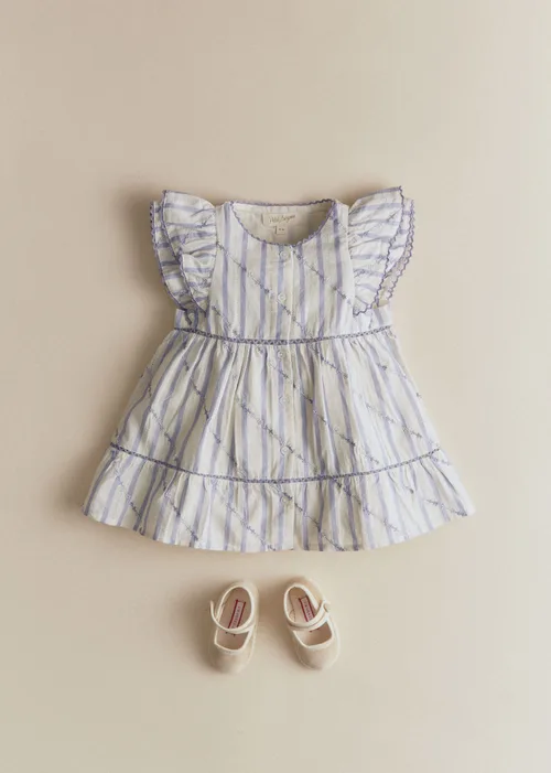 Robe Natalia - Rayures Lavande Broderie