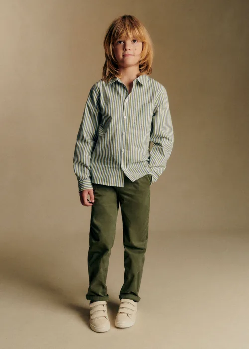 Chemise Tom - Rayure Kaki / Bleu — image 3