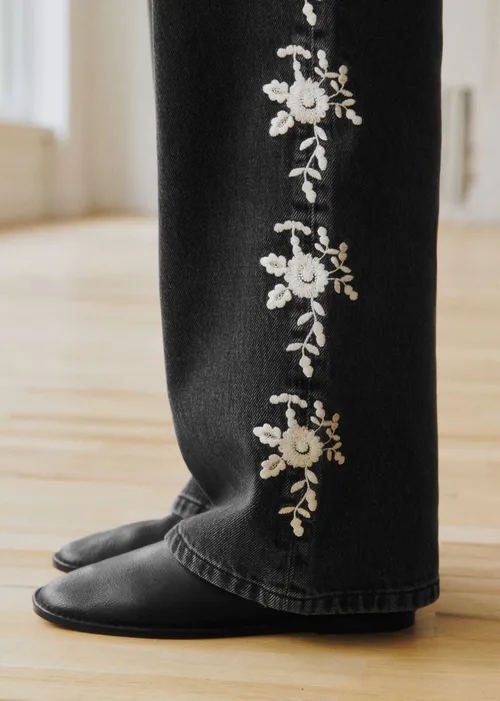 Pantalon Valentin - Sézane x SEA NY - Broderie Écru Fond Gris — image 3