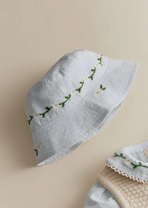 BOBY - Broderie Contrastée Marguerite Fond Bleu Ciel — image 3