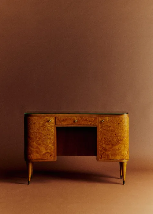 Coiffeuse vintage en loupe d'orme - Loupe d'orme