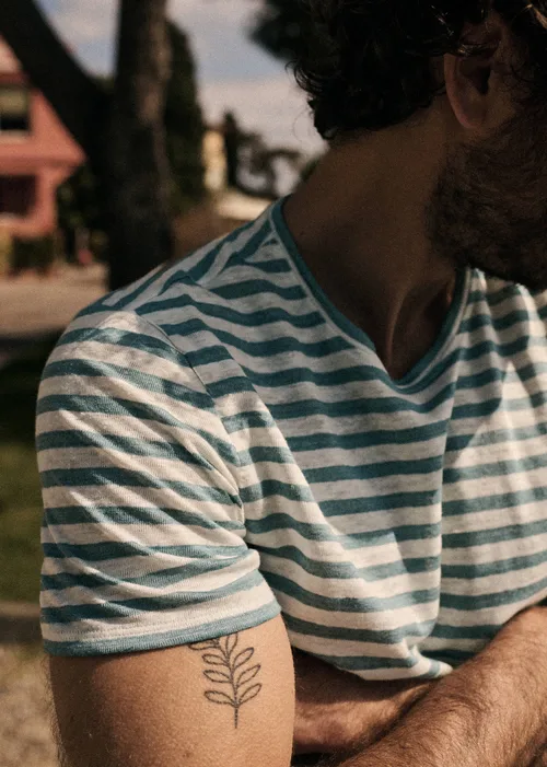 T-Shirt Fabio - Écru / Ciel — image 3