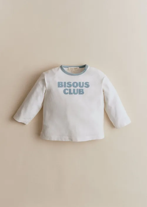 T-Shirt Bisous club - Ecru / bleu vintage — image 3