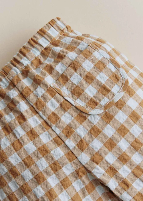 Pantalon Edgar - Vichy Gaufré Bleu Caramel — image 4