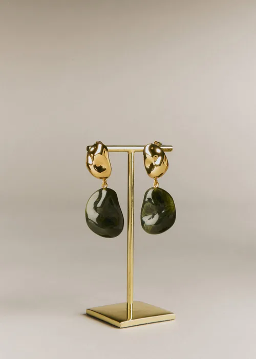 Boucles d'oreilles Solene - Kaki Doré