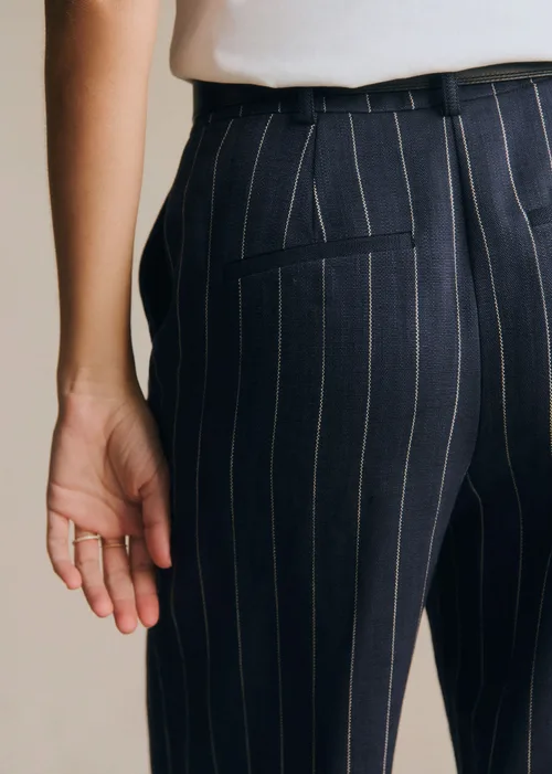 Pantalon Matheo - Rayures Tennis Écru Fond Bleu — image 4