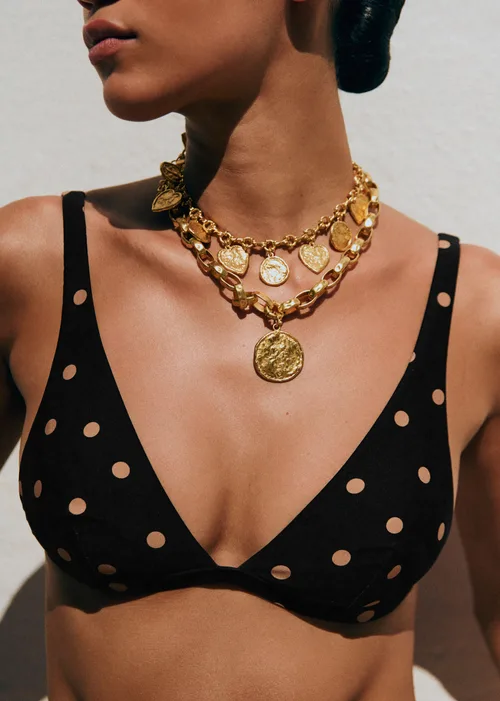 Triangle Éclat - Pois Beige Fond Noir — image 3