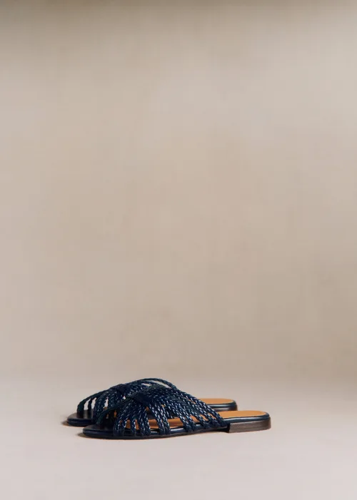 Mules Low Paola - Marine Lisse Tressé — image 3