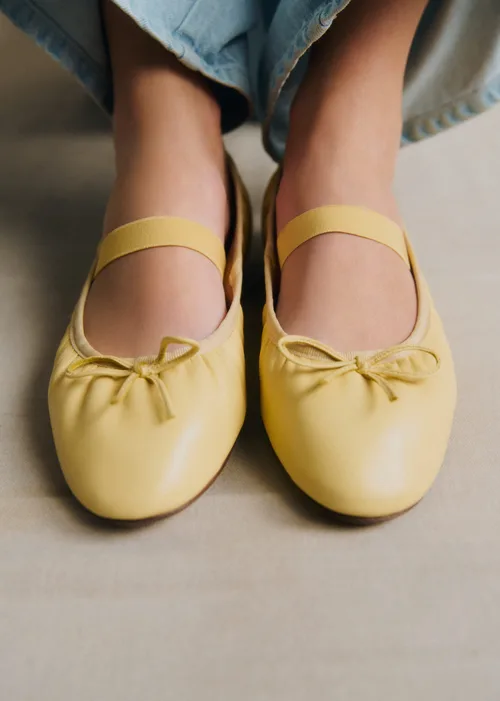 Ballerines Low Amélie - Jaune Lisse Plissé Élastique — image 5