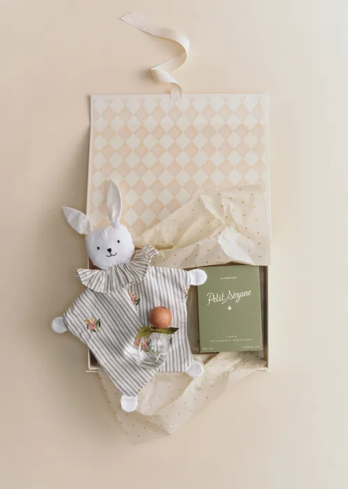 Peluche Doudou - Rayures Broderies Fleurs — image 2